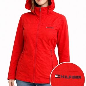 Tommy Hilfiger Red Lightweight Rain Jacket Windbreaker | XS